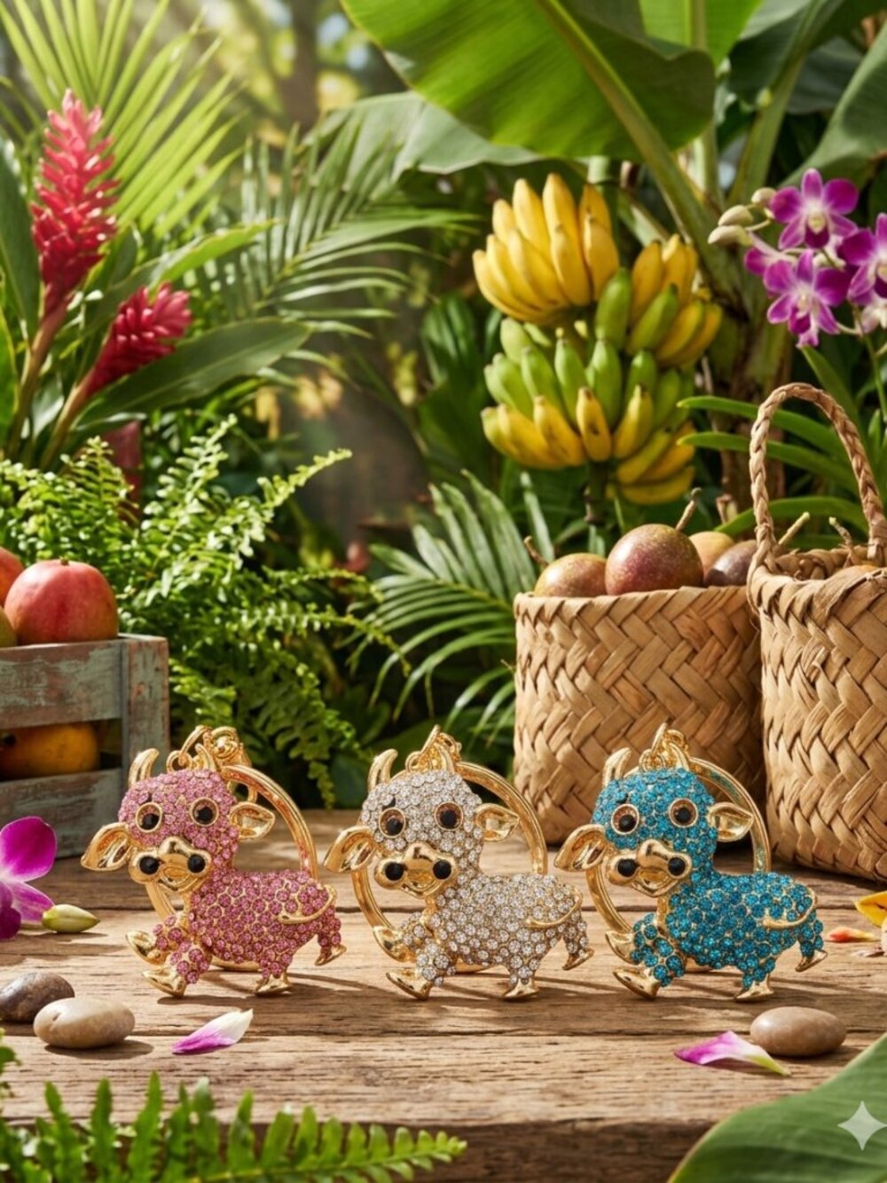 Sparkling Tropical Farm Cow Keychains / Bag Charms
